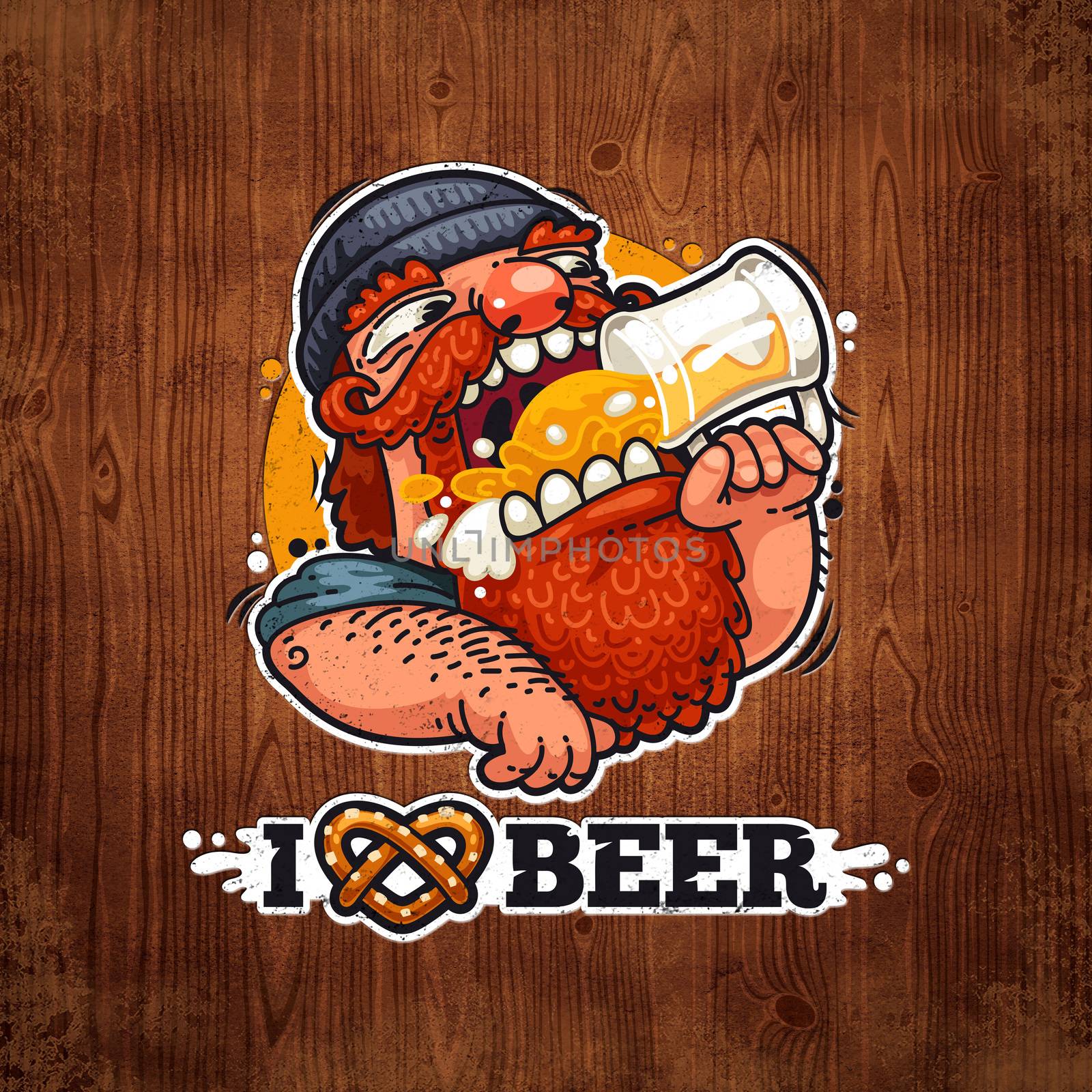 Man Loves Beer Poster. Clipping paths included.