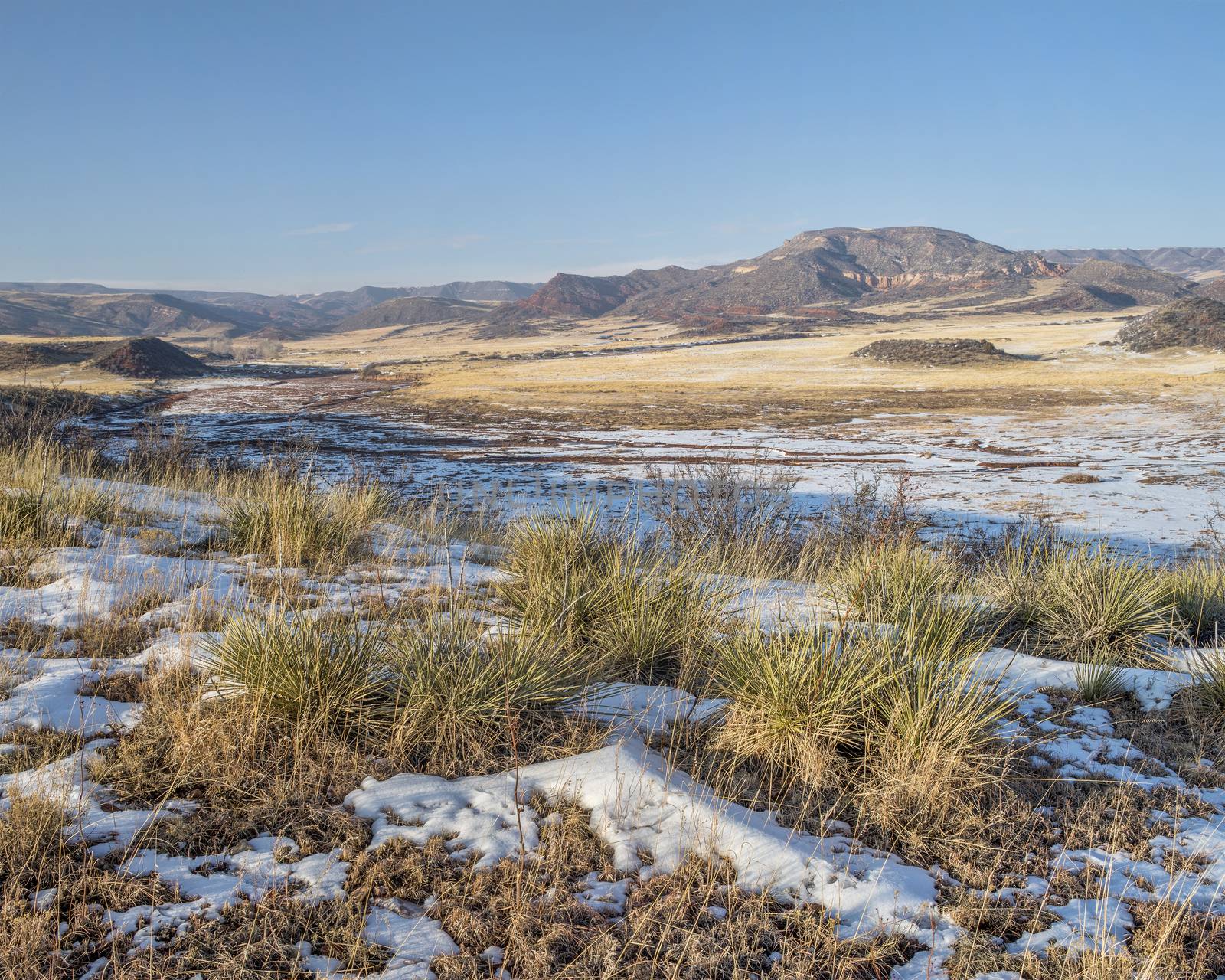 mountain valley at Colorado foothills - Red Mountain Open Space near Fort Collins, winter scenery