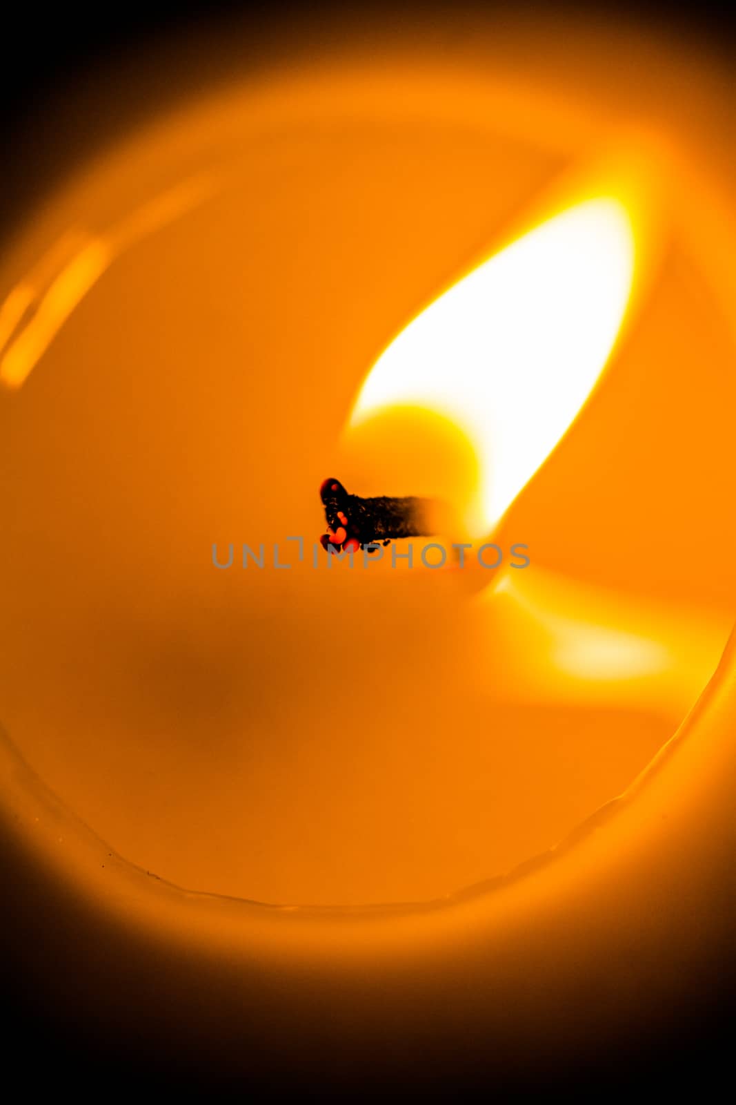 Extreme Closeup of a Candle Wick Burning