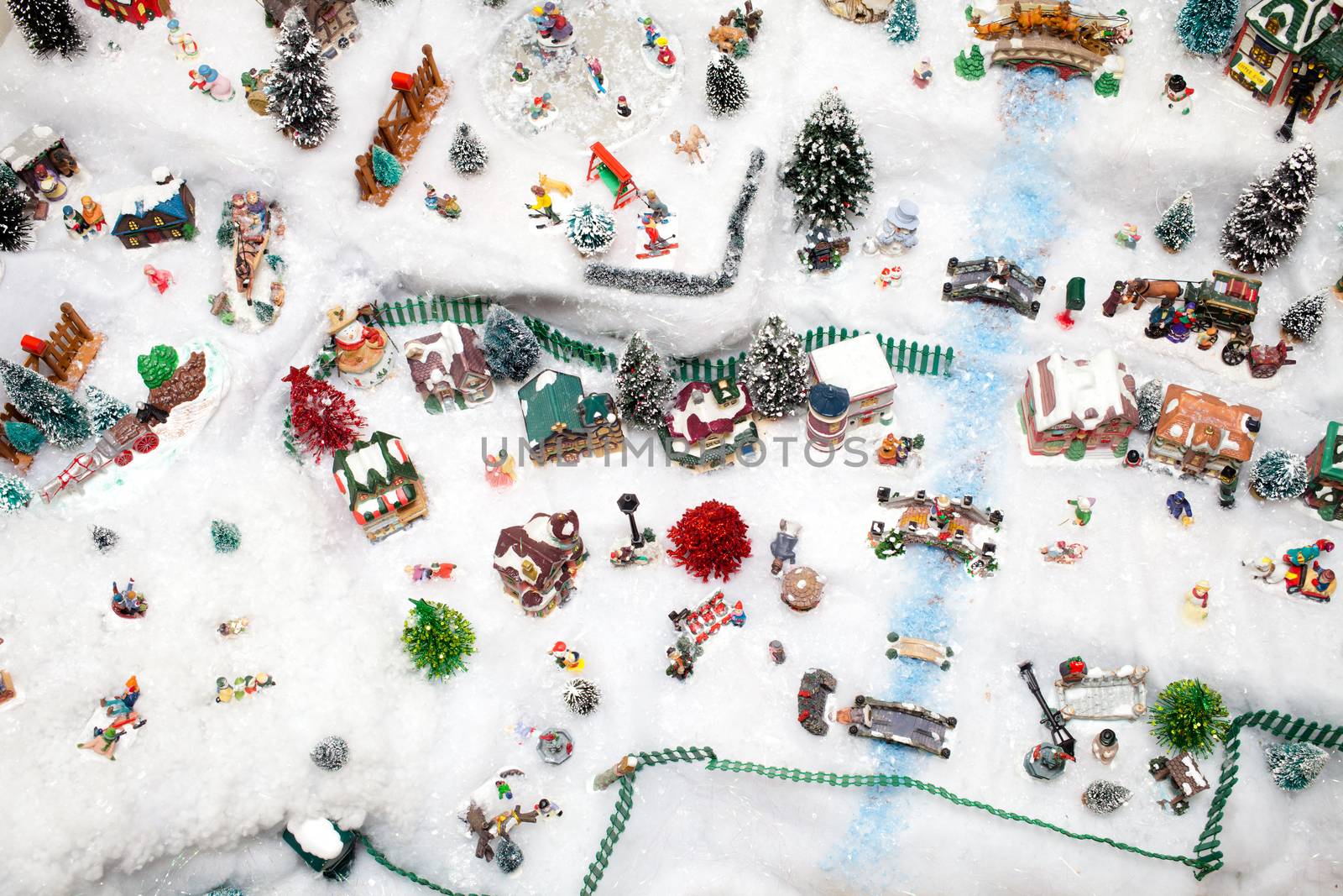 Miniature Christmas Village under Xmas Tree by aetb