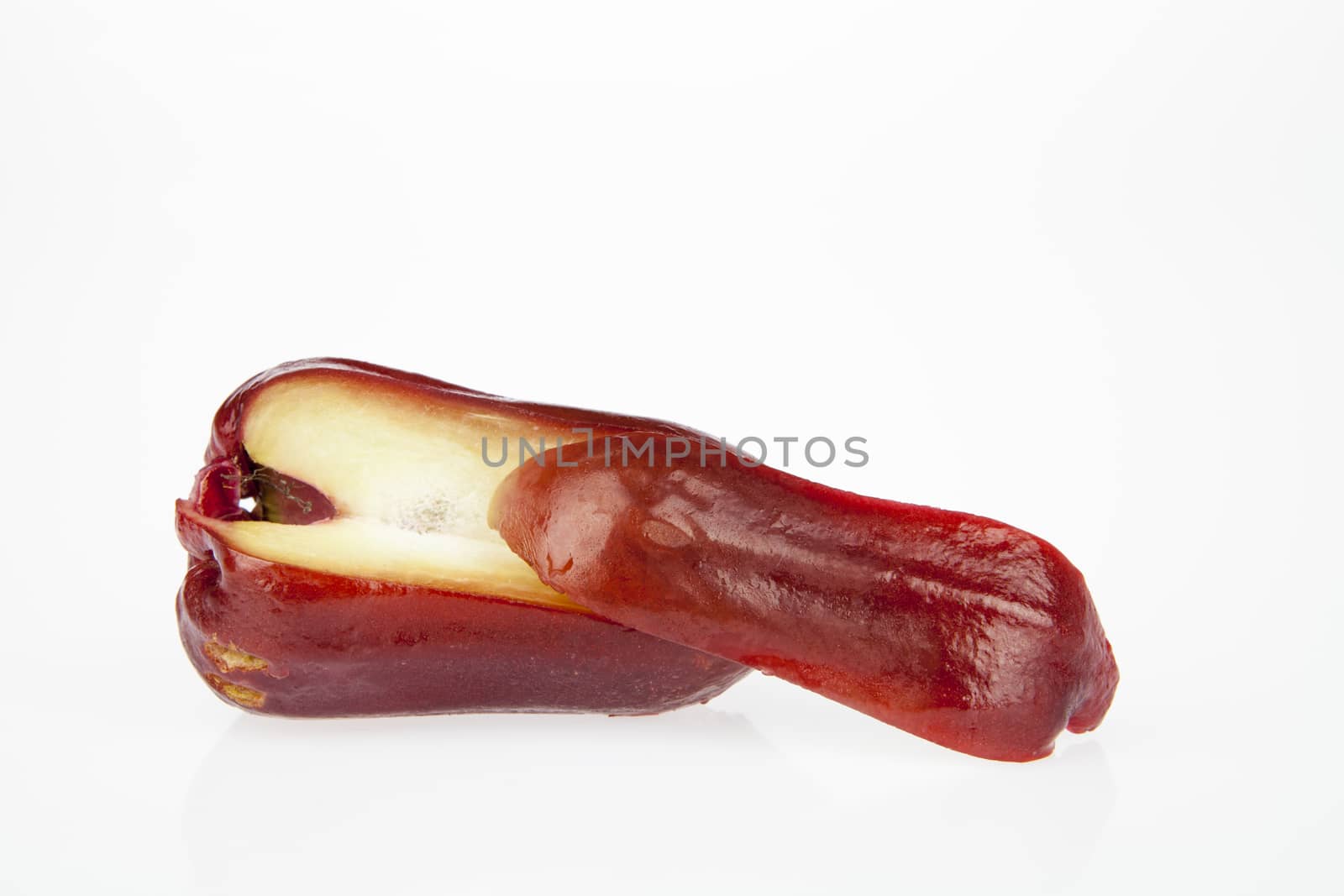 Rose Apple and slice on white background