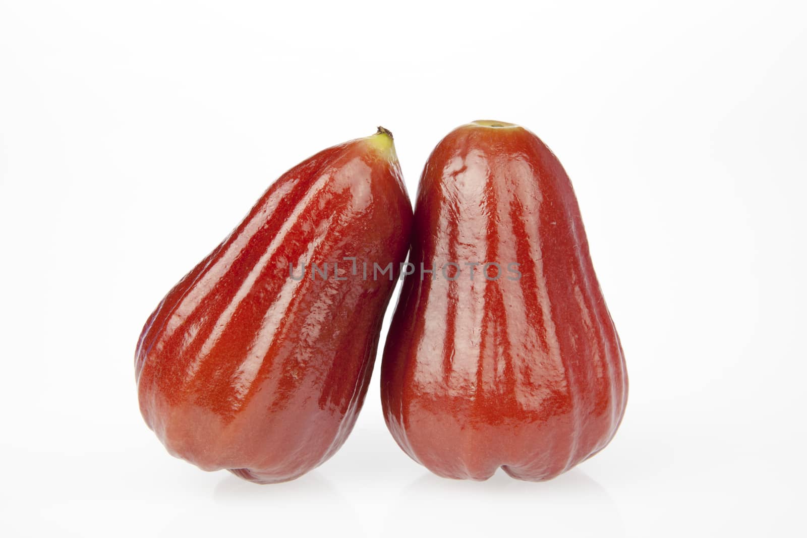 Two rose apple on a white background.