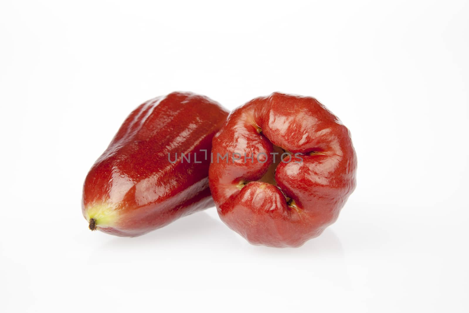 Two rose apple on a white background.
