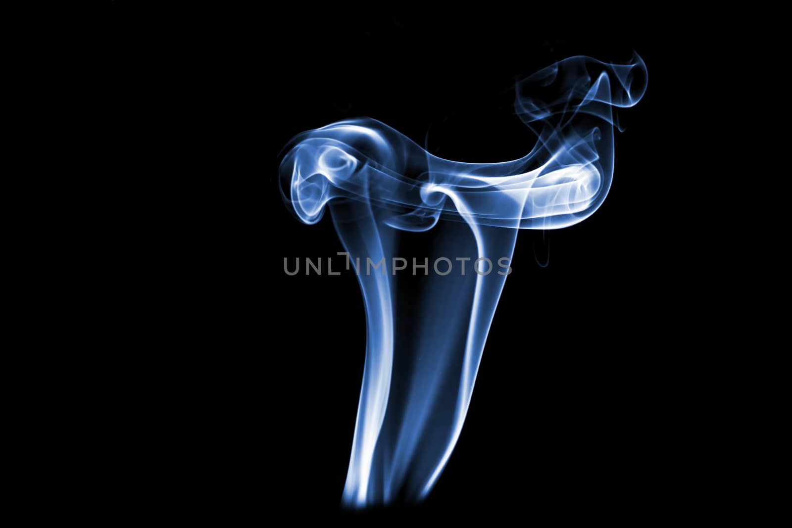 blue colored smoke on a black background. by Chattranusorn09