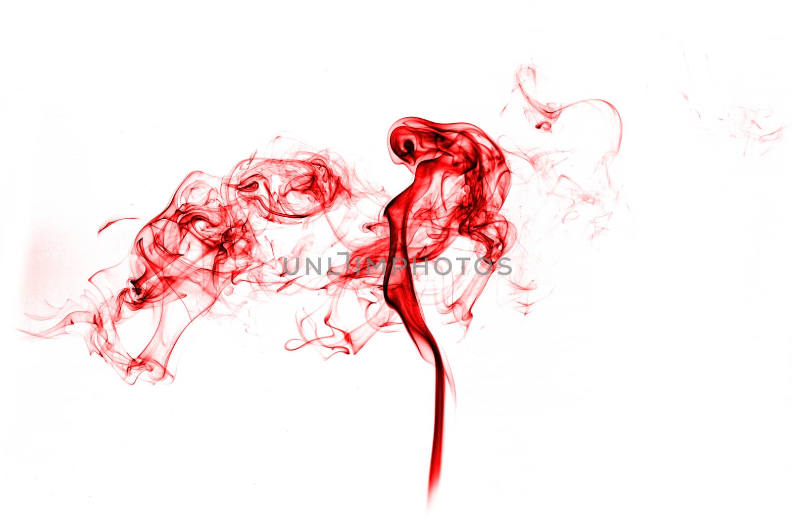 Red smoke with light on white background