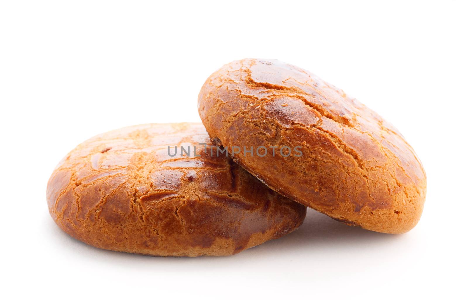 Two Biscuit Cookies Isolated On White Background