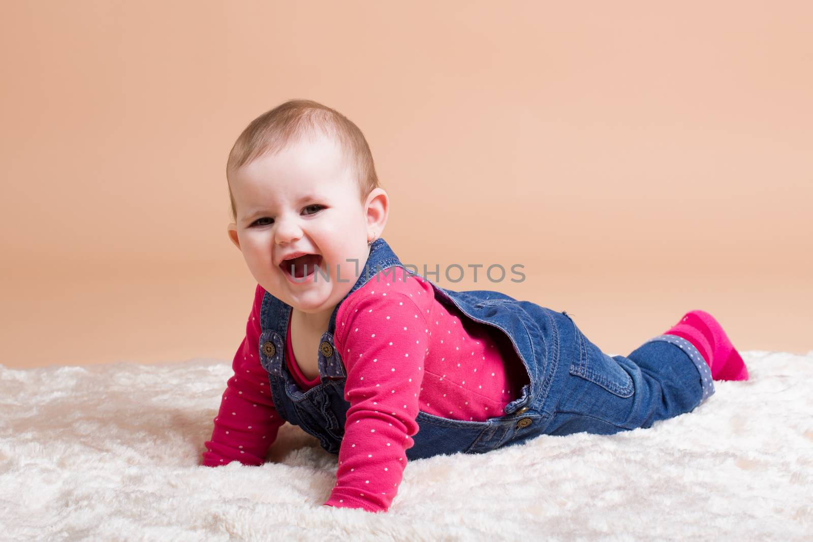 smiling infant baby - the first year of the new life