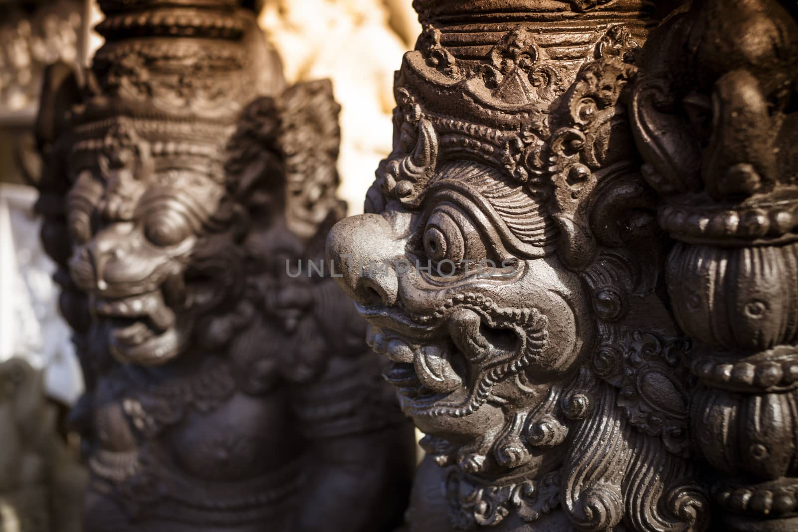The old stone statue. Indonesia, Bali.
