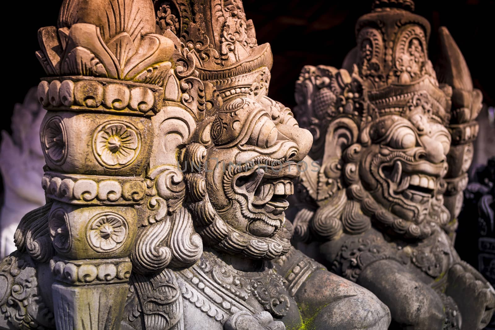 The old stone statue. Indonesia, Bali.
