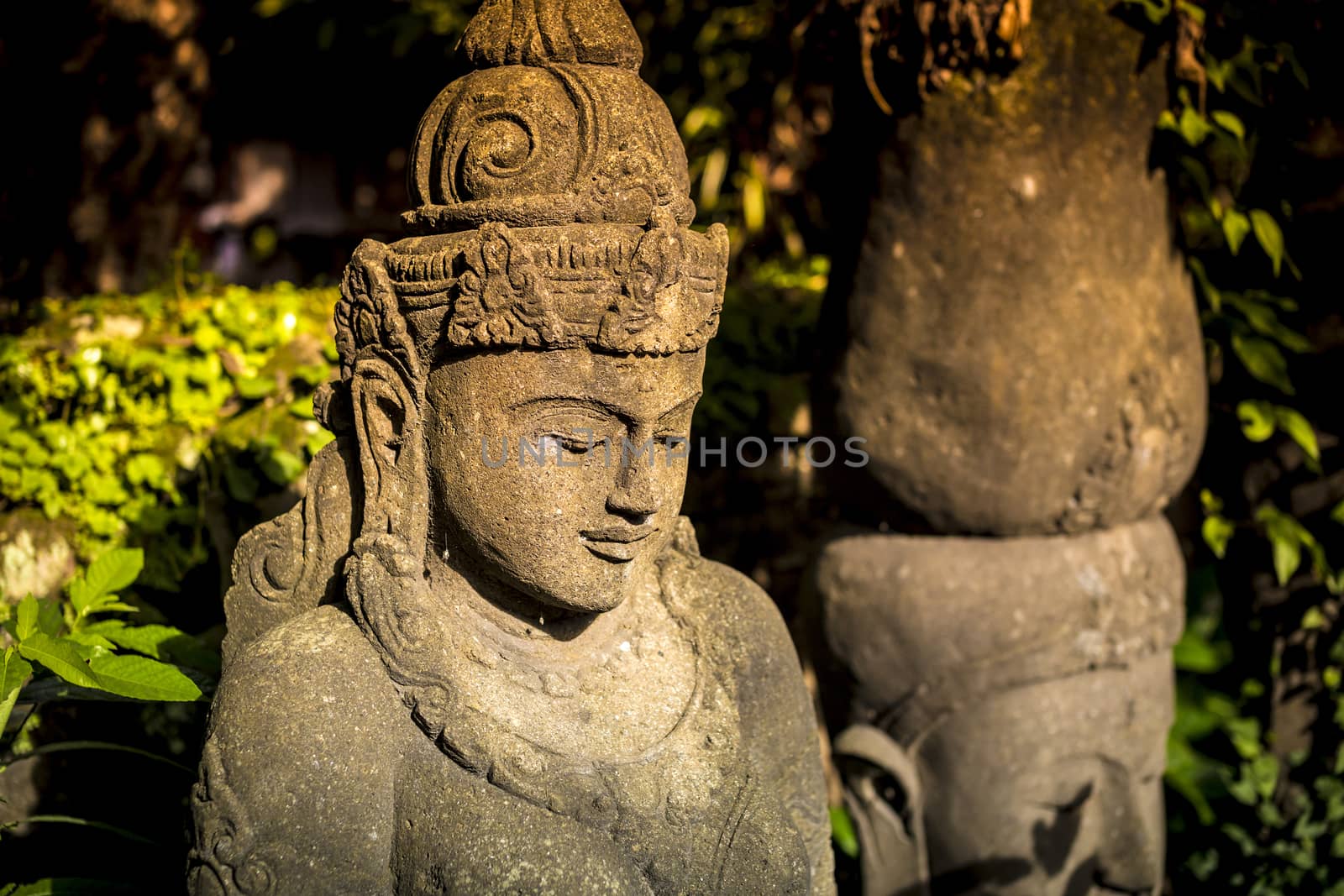 The old stone statue. Indonesia, Bali.
