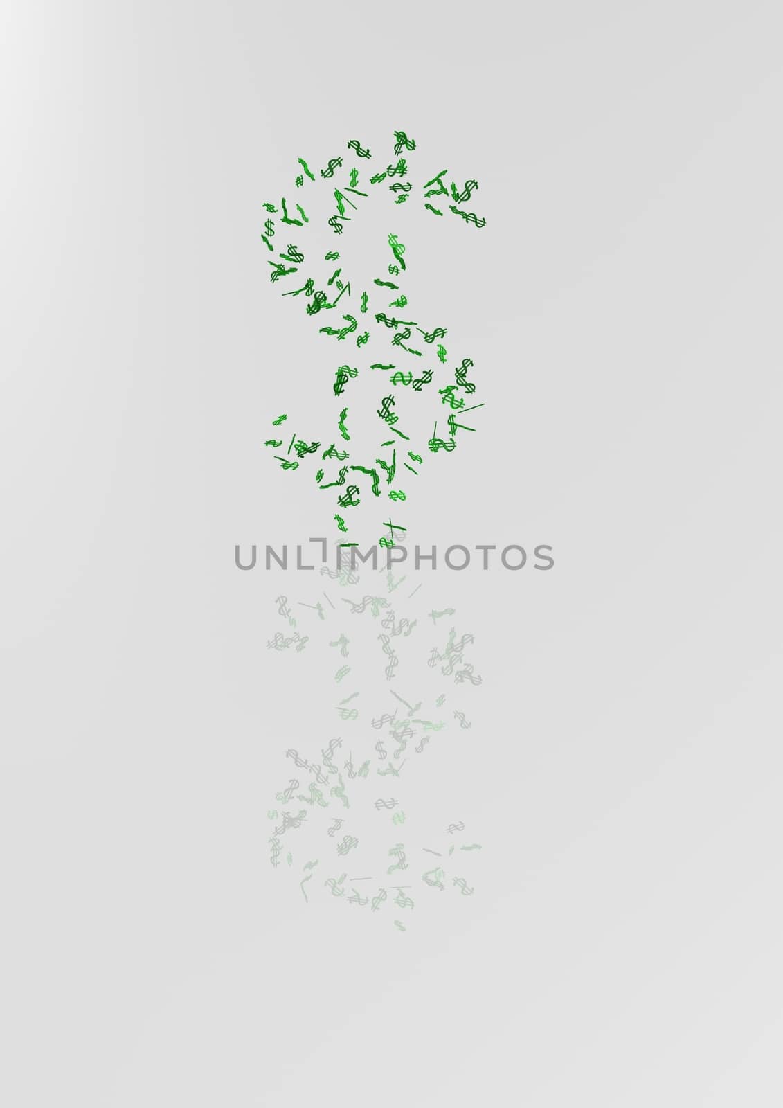 Currency sign the dollar made of a set of small dollars.