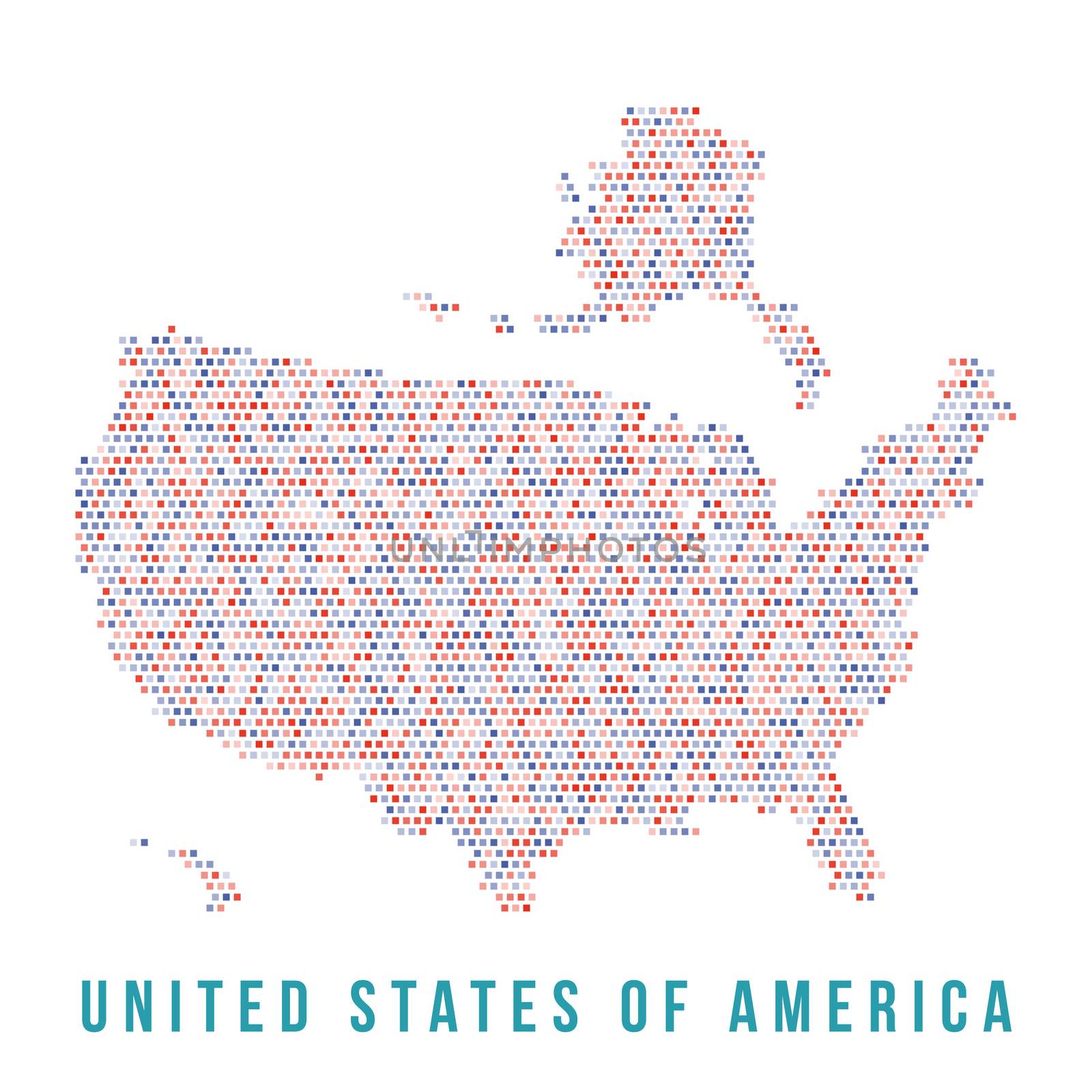 USA map square pixels,  white background by Zhukow