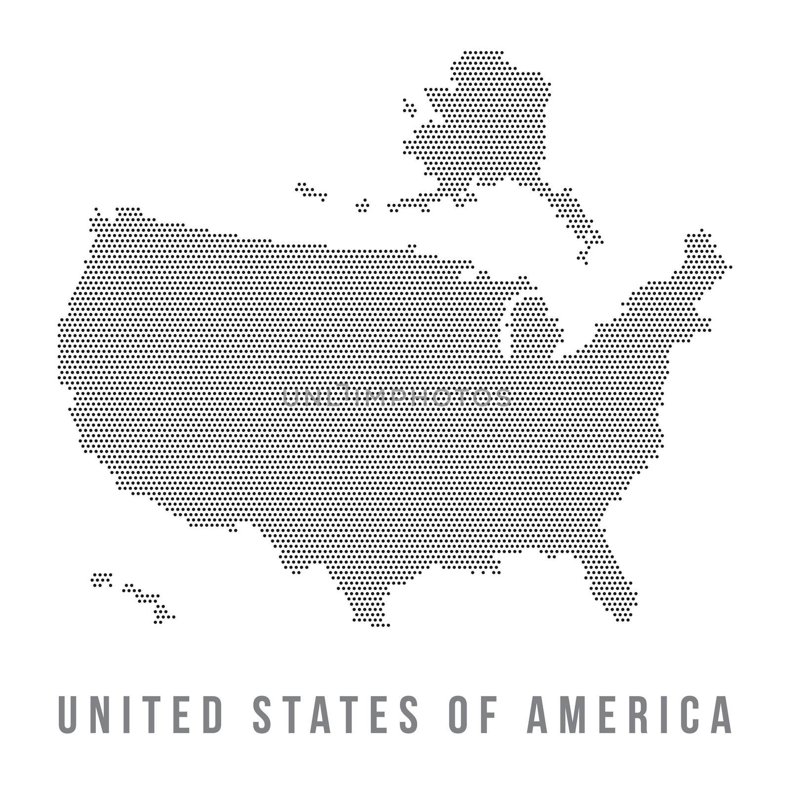 Dotted USA map on white background by Zhukow