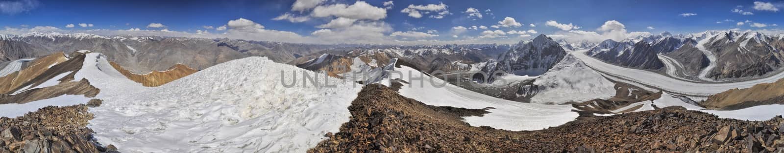 Scenic panorama of Pamir mountains in Tajikistan