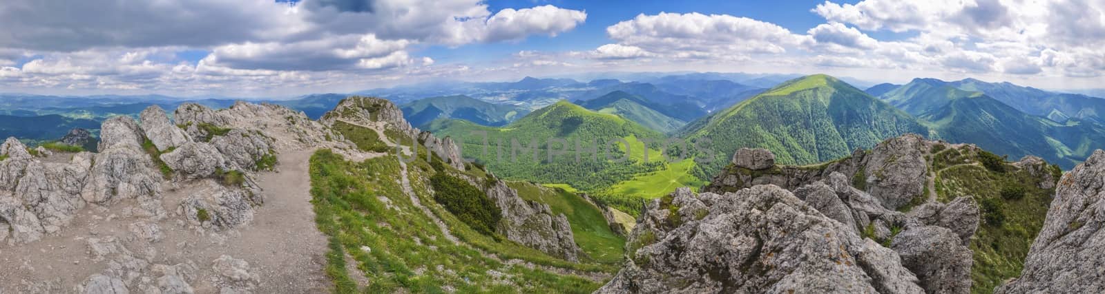 Scenic panorama from Rozsutec in Mala Fatra mountains, Slovakia