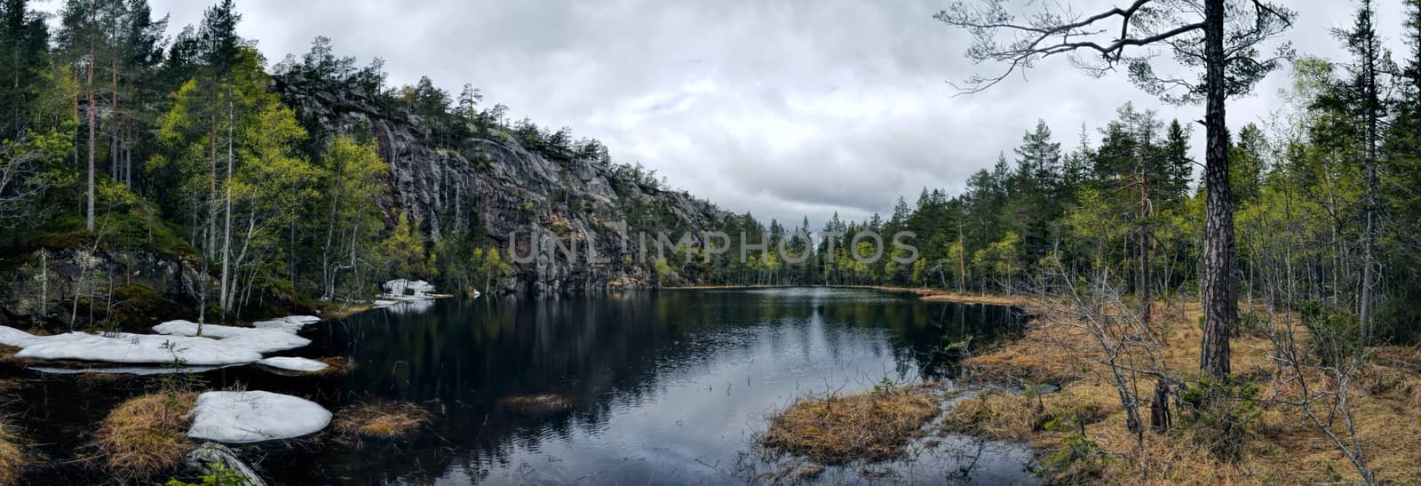 Scenic panorama of lake in Gygrestolen, Norway