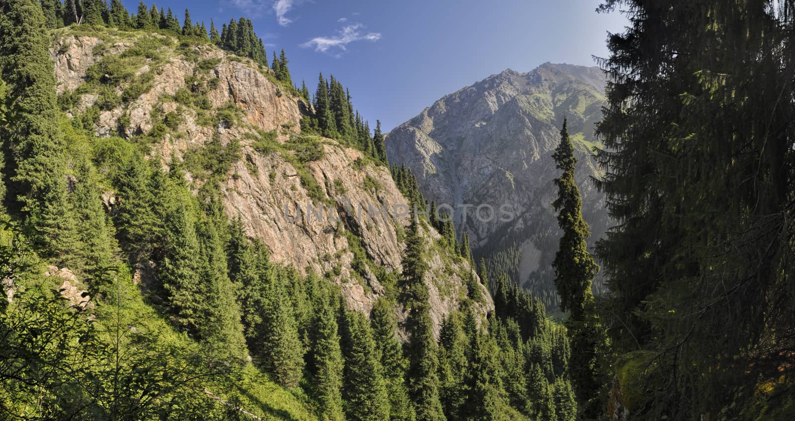 Scenic panorama of picturesque mountains in Kyrgyzstan