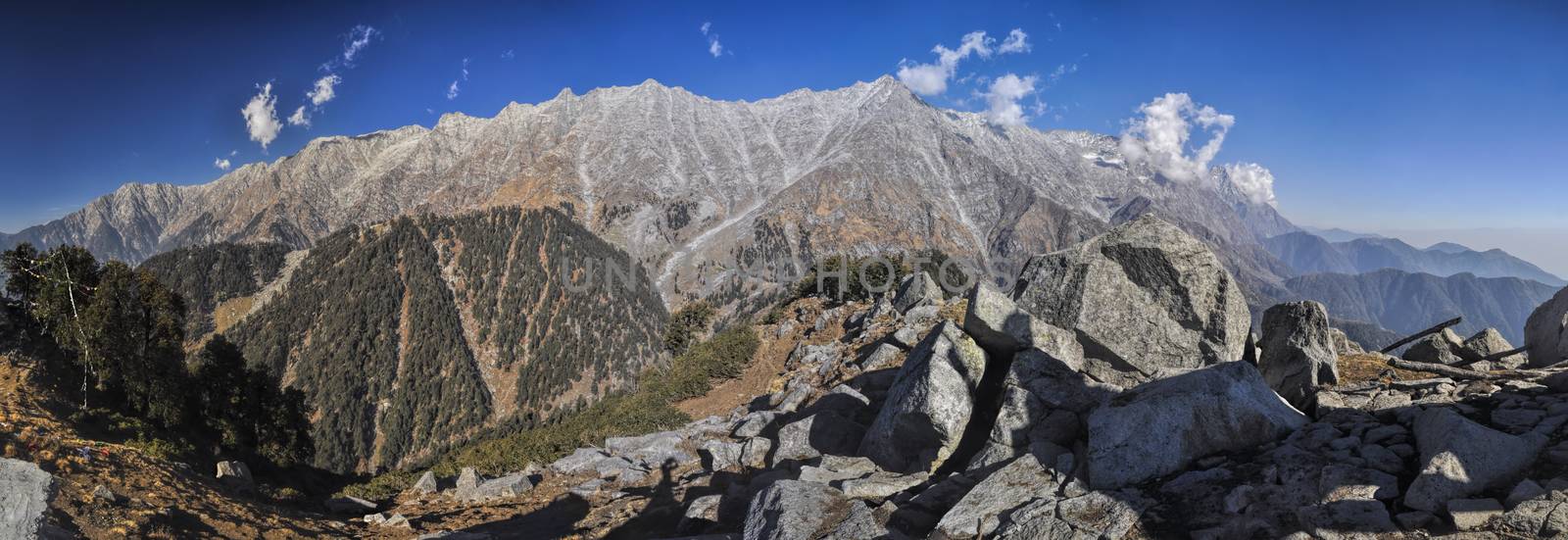 Scenic panorama of Himalayas in Himachal Pradesh, India