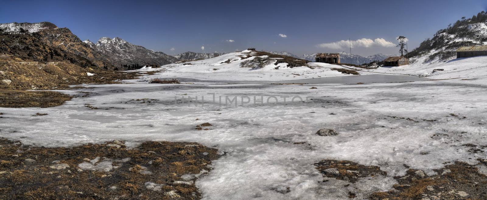 Scenic panorama of cold landscape in Arunachal Pradesh region, India