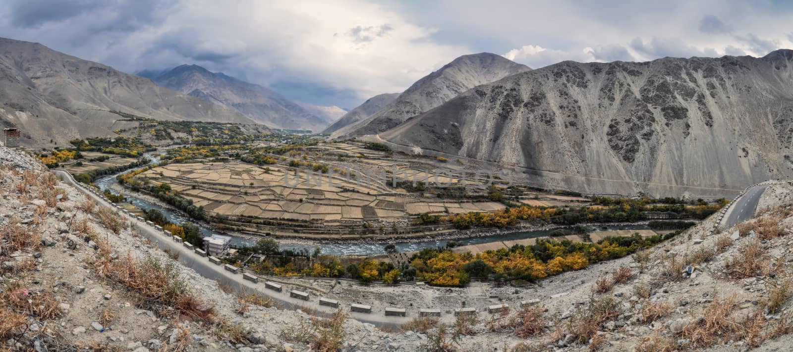 Scenic panorama of valley in Afghanistan