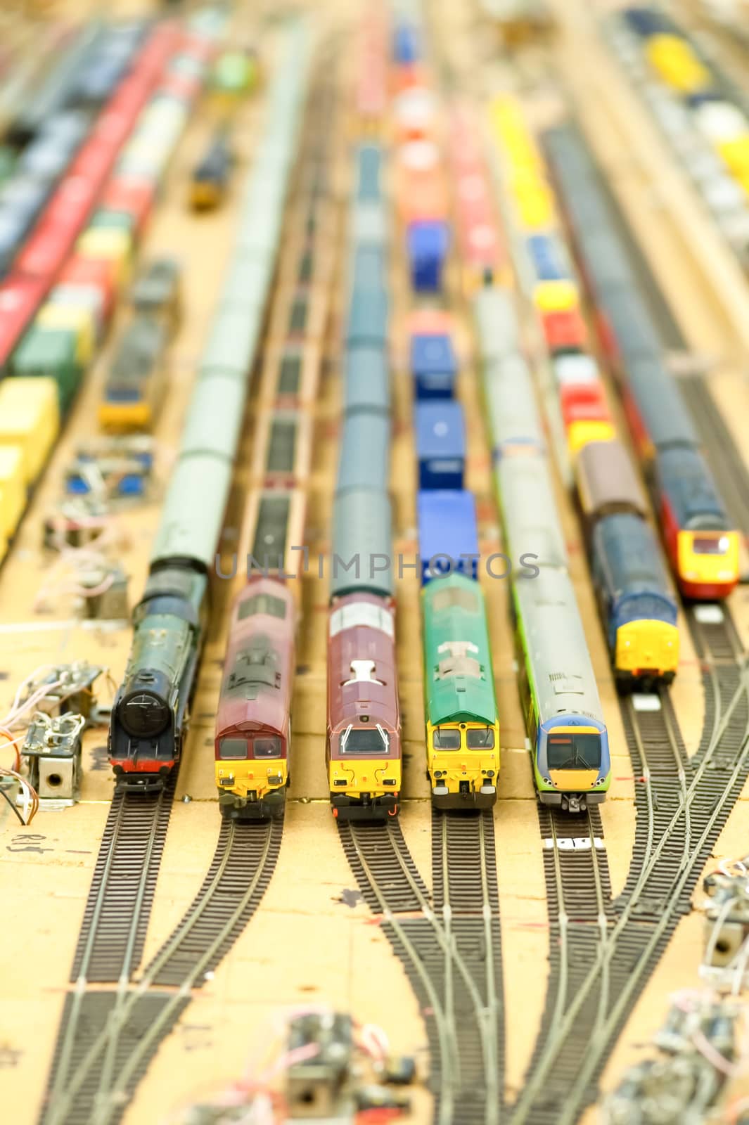 collection of model trains in an replica goods yard