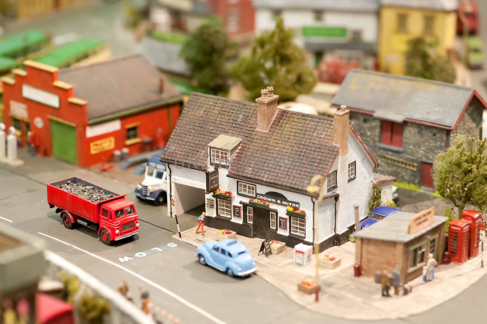 model village pub detail with shallow d.o.f