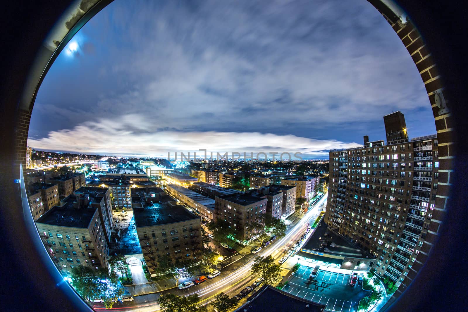 The view of the city of Queens, New York at night