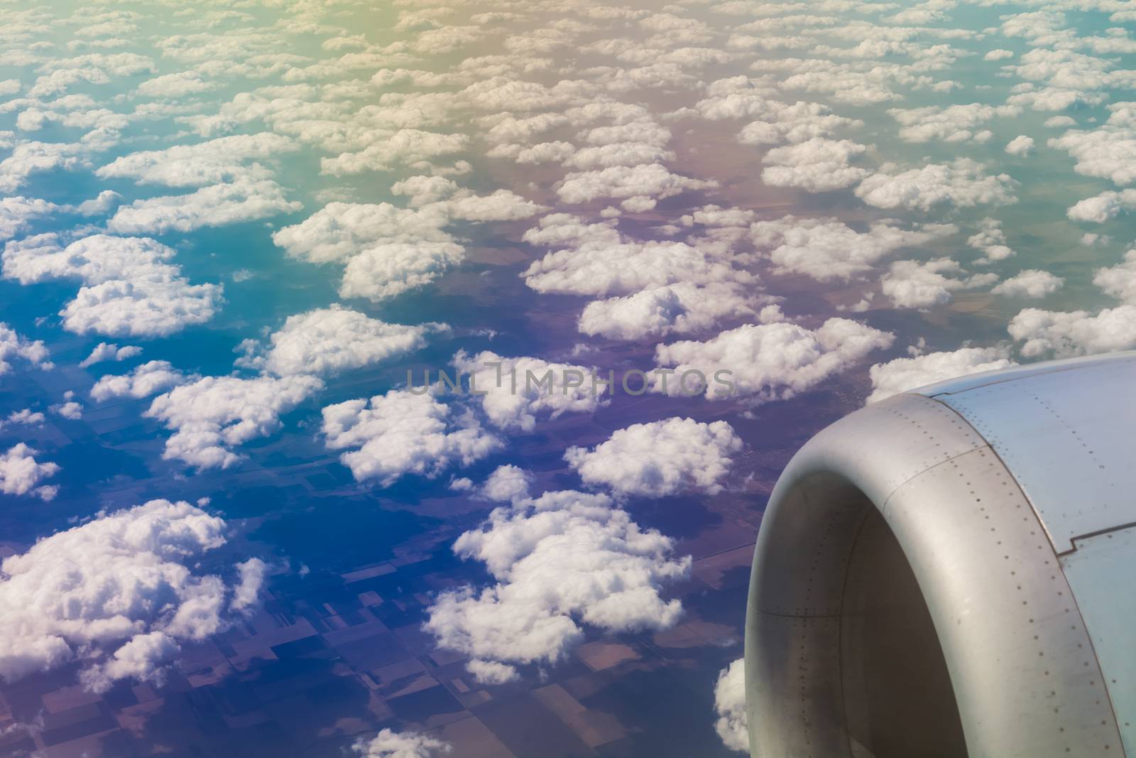 Beautiful cloud sky view from aeroplane window