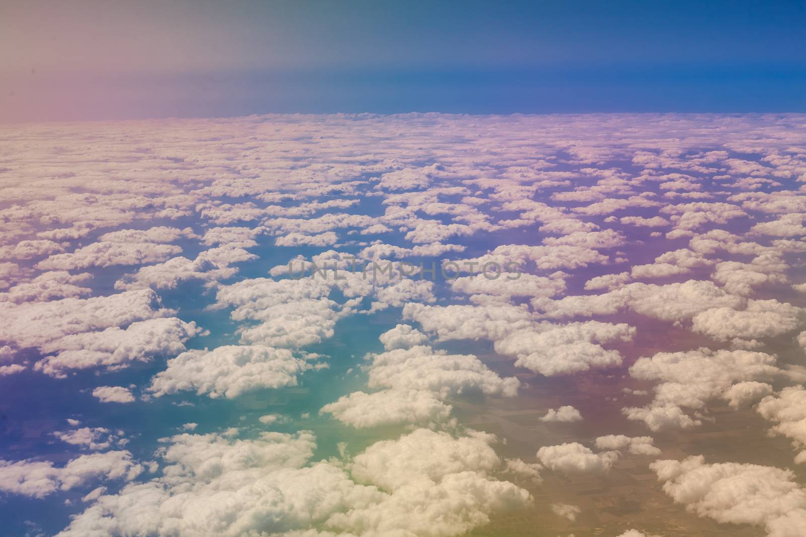 Beautiful cloud sky view from aeroplane window