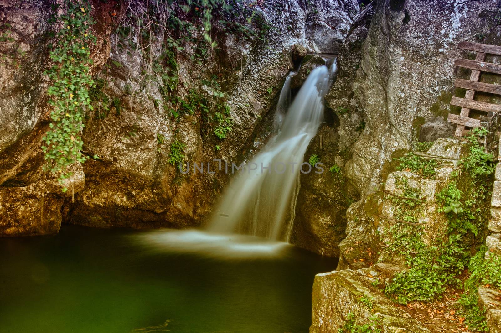 Waterfalls on the lake.