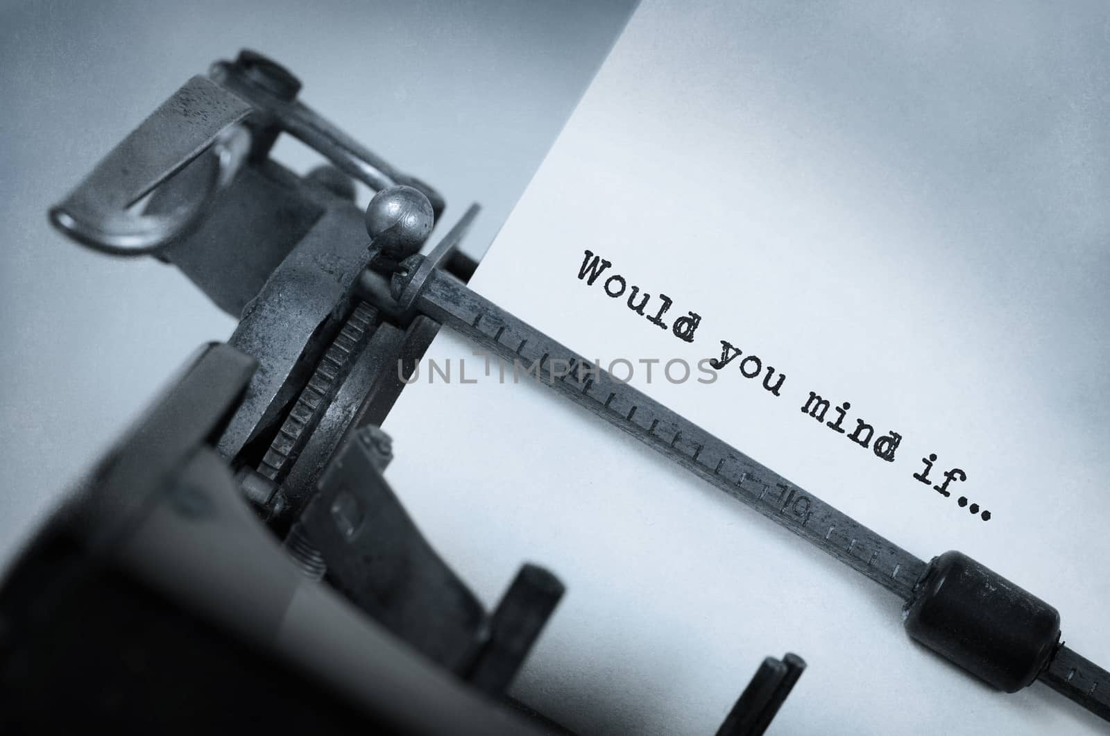 Vintage inscription made by old typewriter, Would you mind if