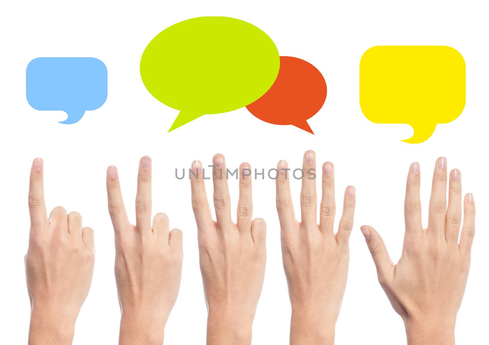 Blank empty colorful speech bubbles by stockyimages