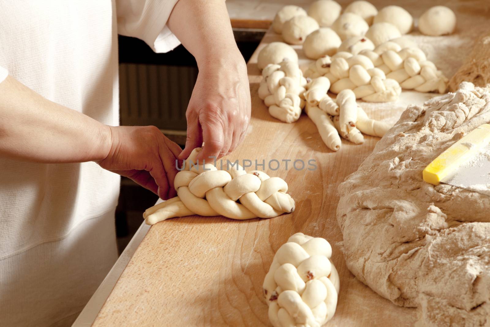 Baker Making Traditional Czech Chrismas Pastry Vanocka