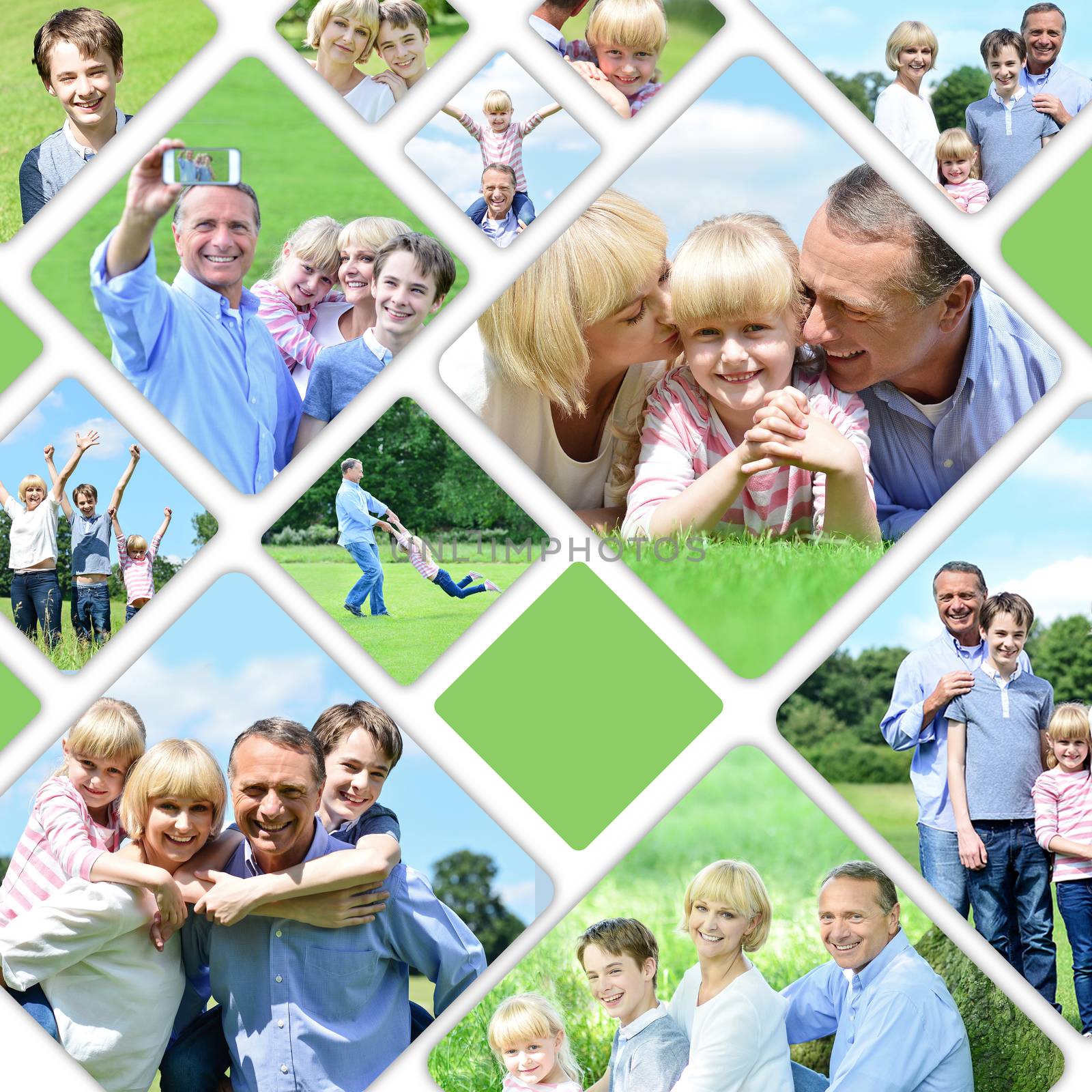 Collage of a family enjoying moments together at outdoors