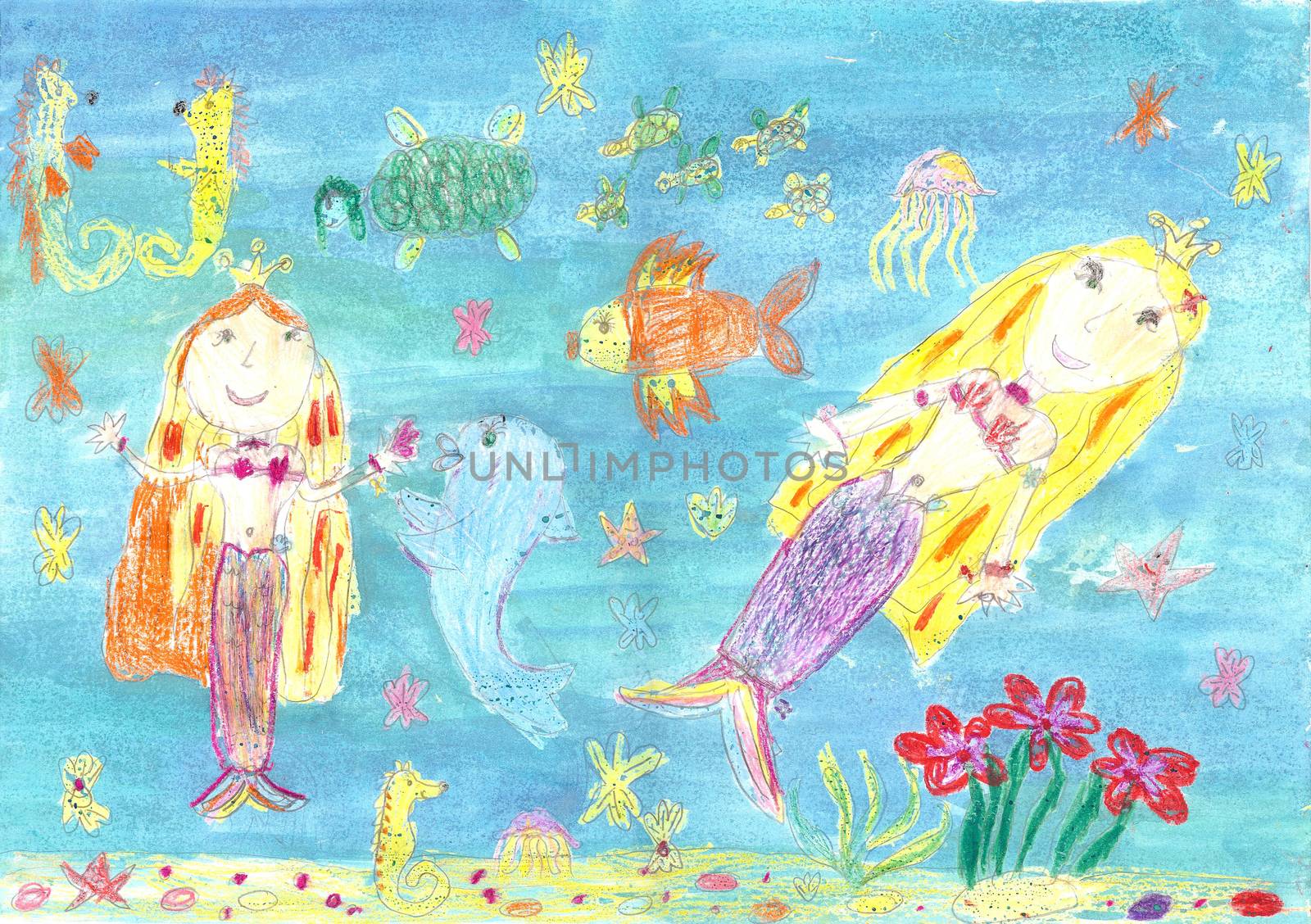 Children's drawing of a mermaid