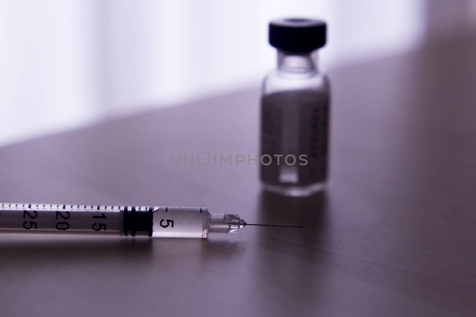 Pet cat and dog insulin injection syringe. Container insulin.