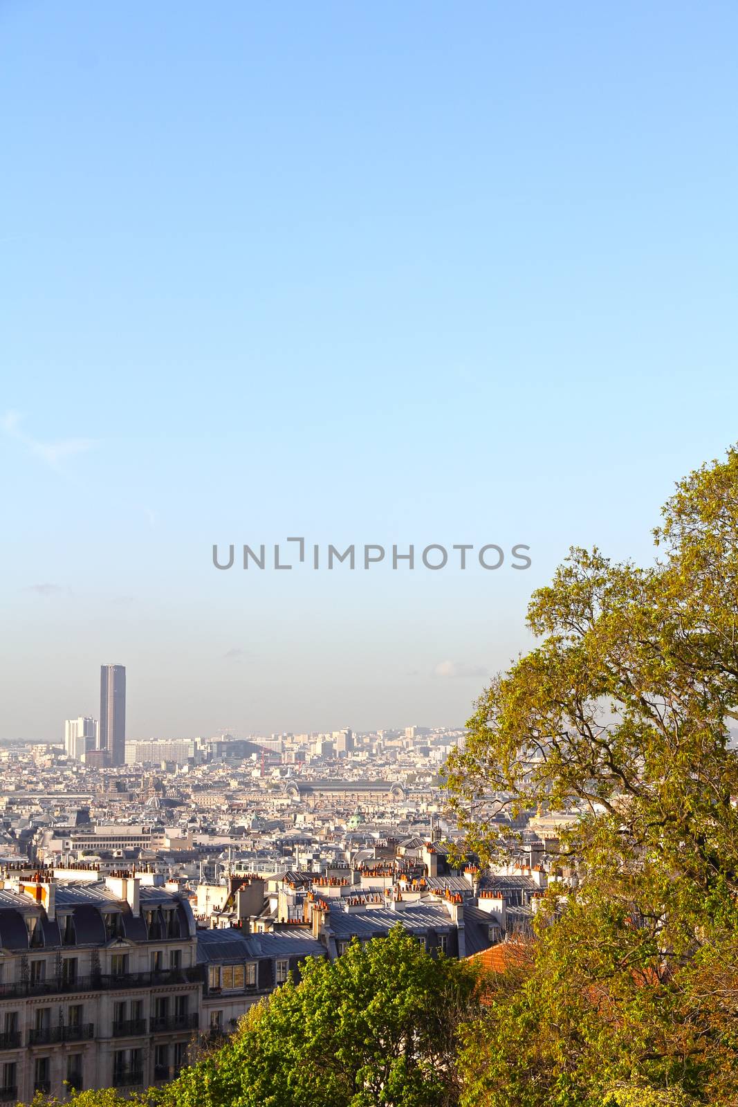 Panorama of Paris, view from Montmartre in morning