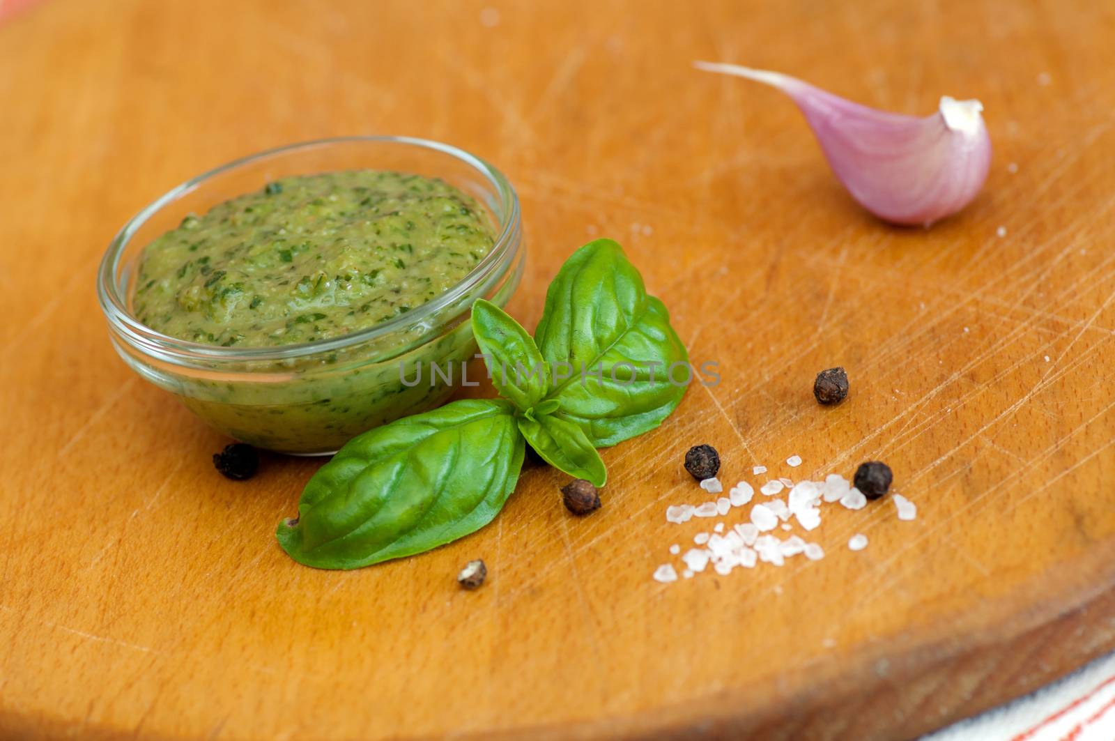 Traditional Italian sauce made of basil