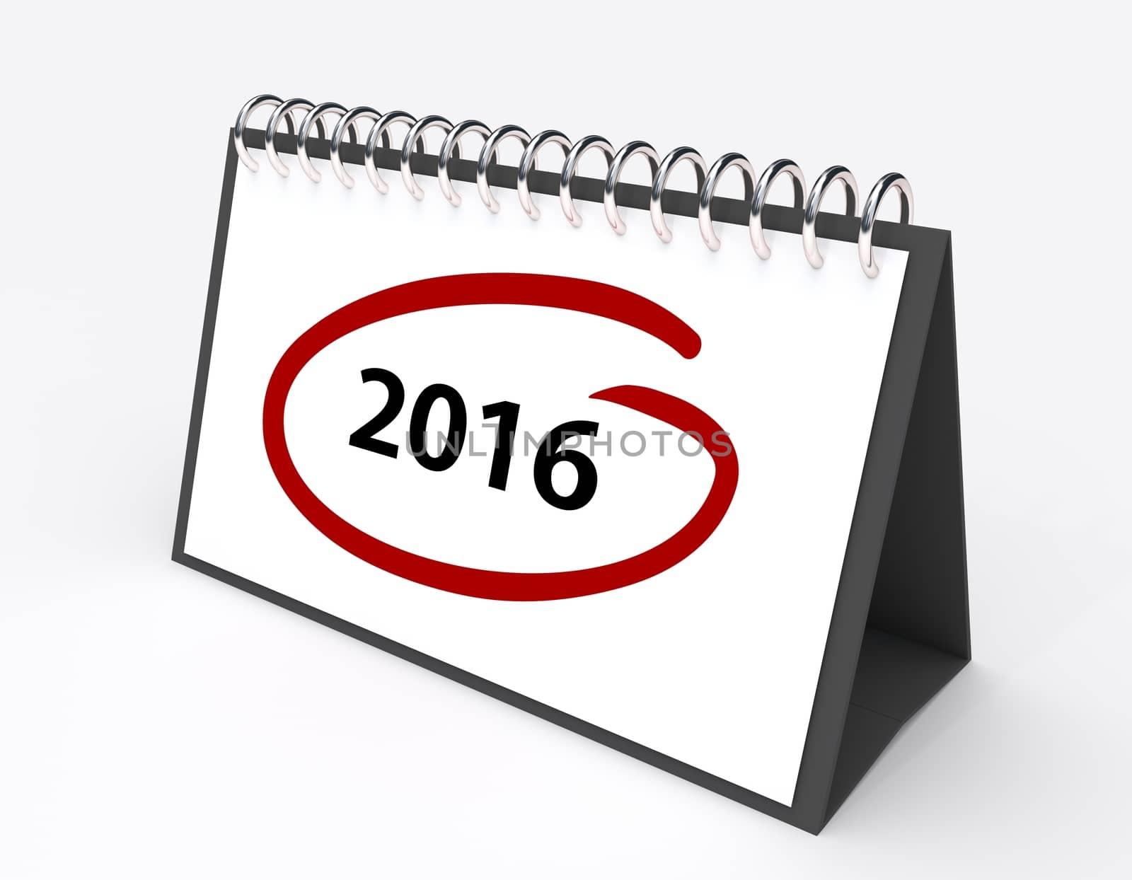 Calendar with the year 2016 circled in red