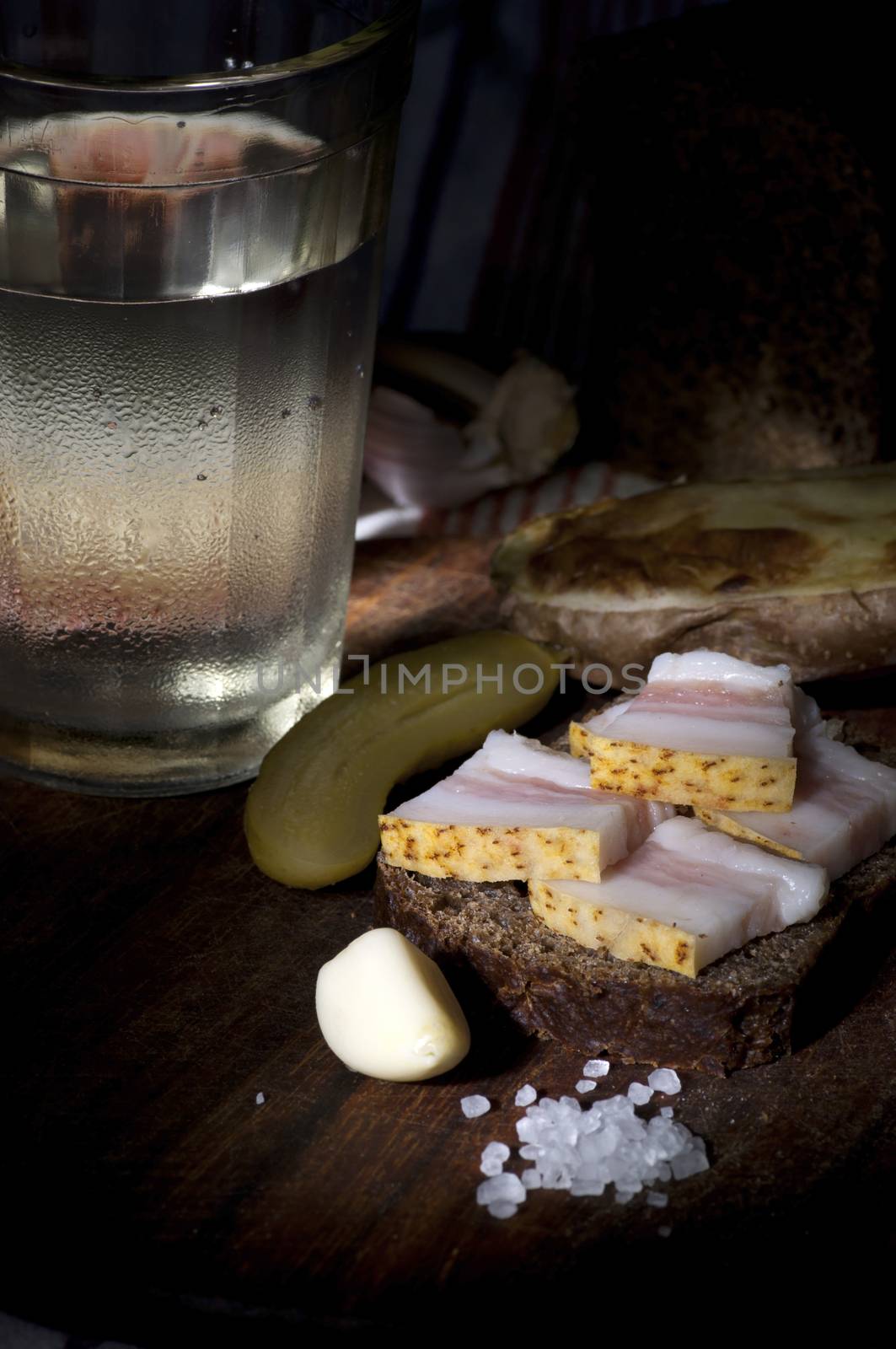 Sandwich with salted lard and vodka by dred