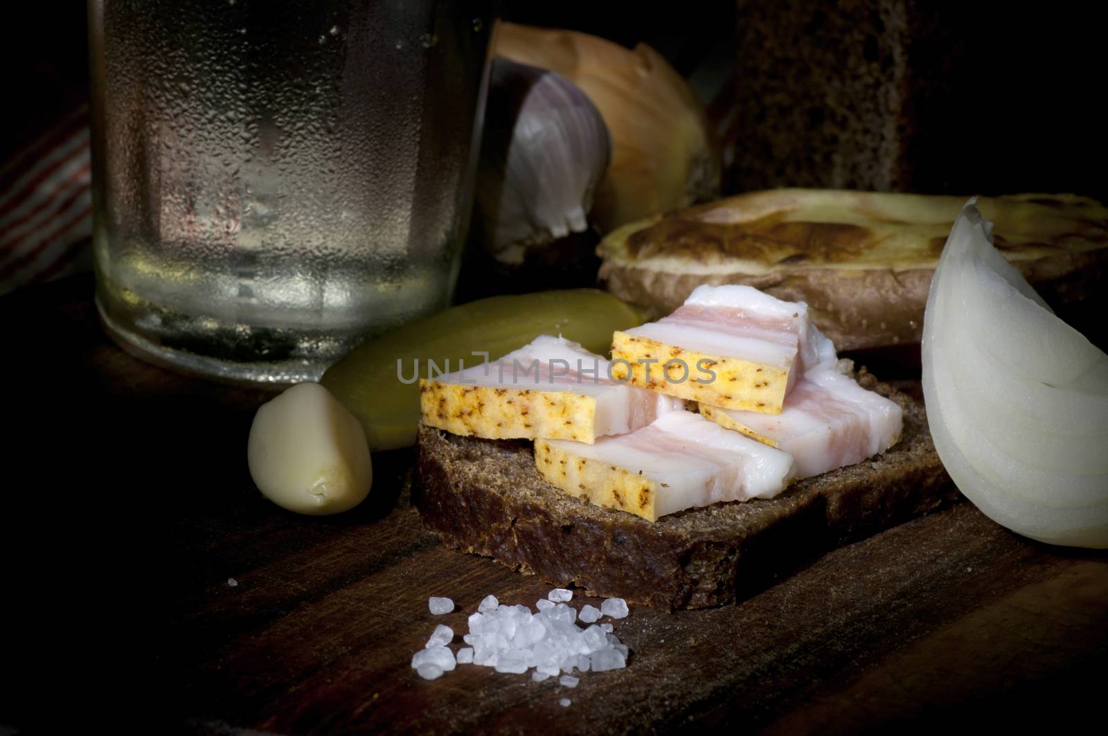 Sandwich with salted lard and vodka by dred