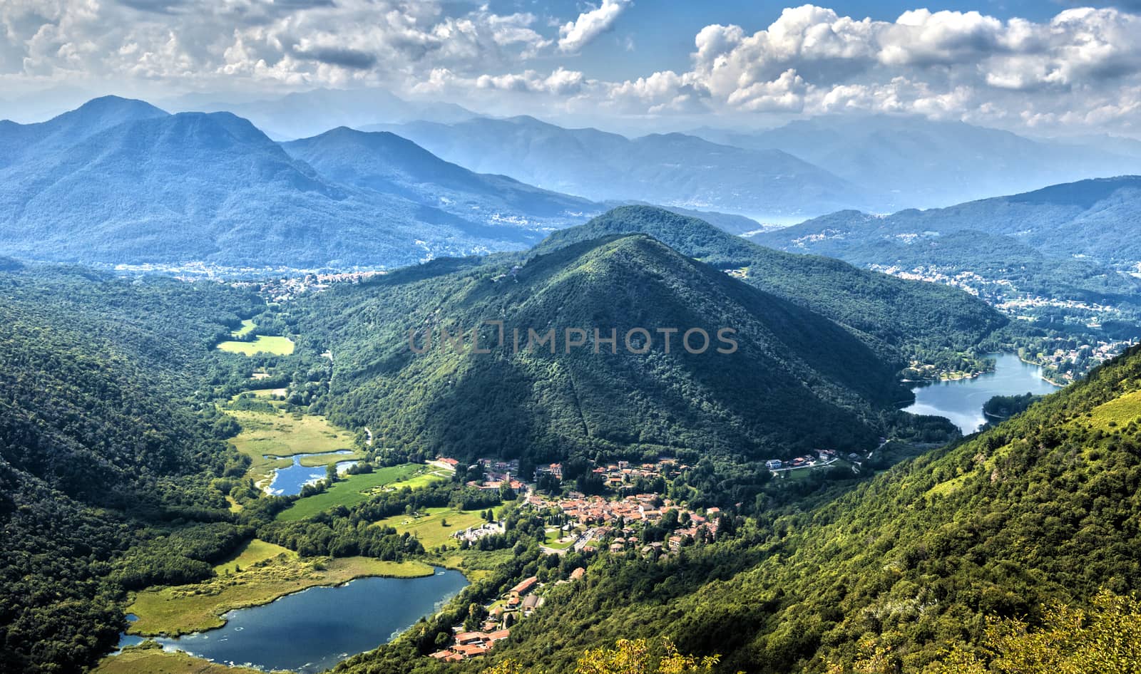 Pre-Alps and Valganna, landscape in summer afternoon