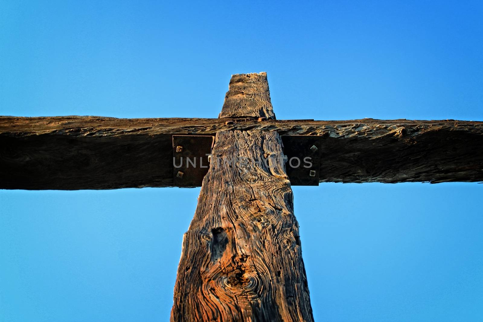 Closeup of the cross up on the hill in Ventura California.