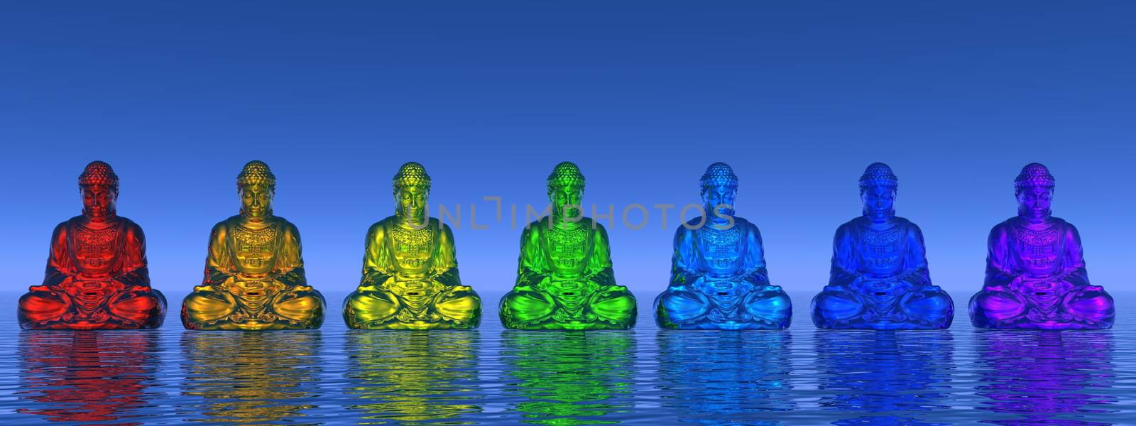 Chakra buddhas - 3D render by Elenaphotos21