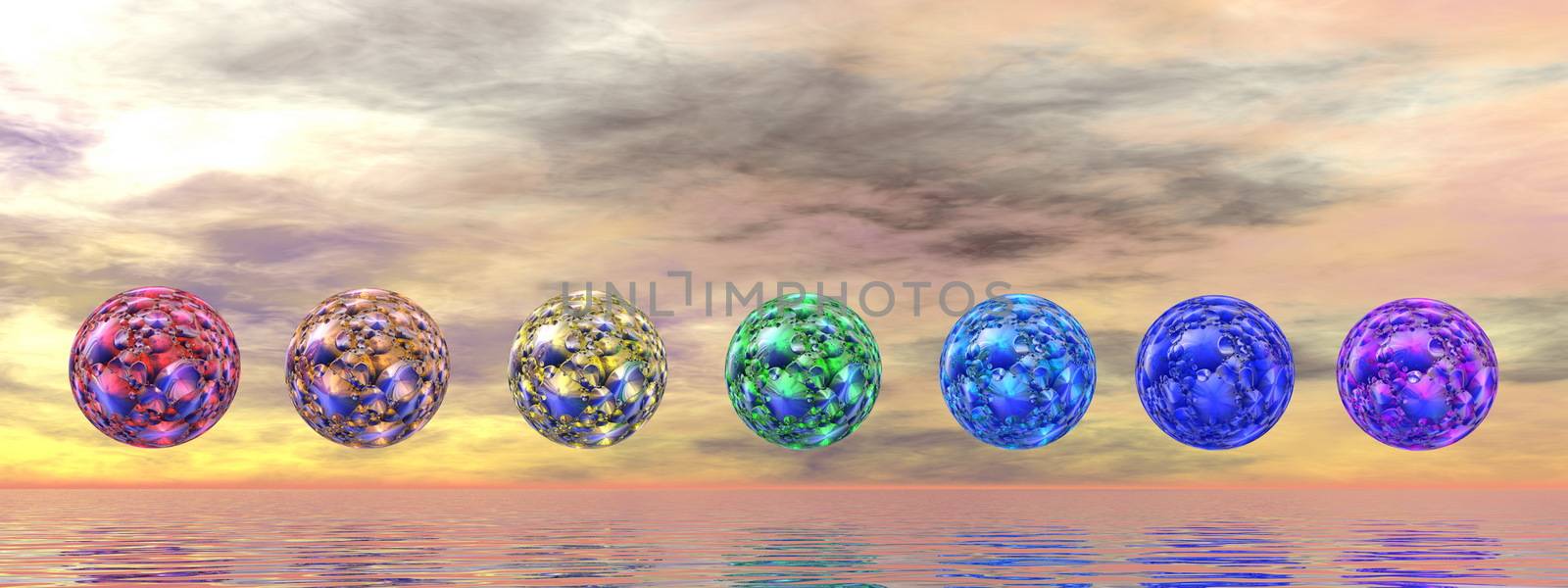 Chakra spheres - 3D render by Elenaphotos21