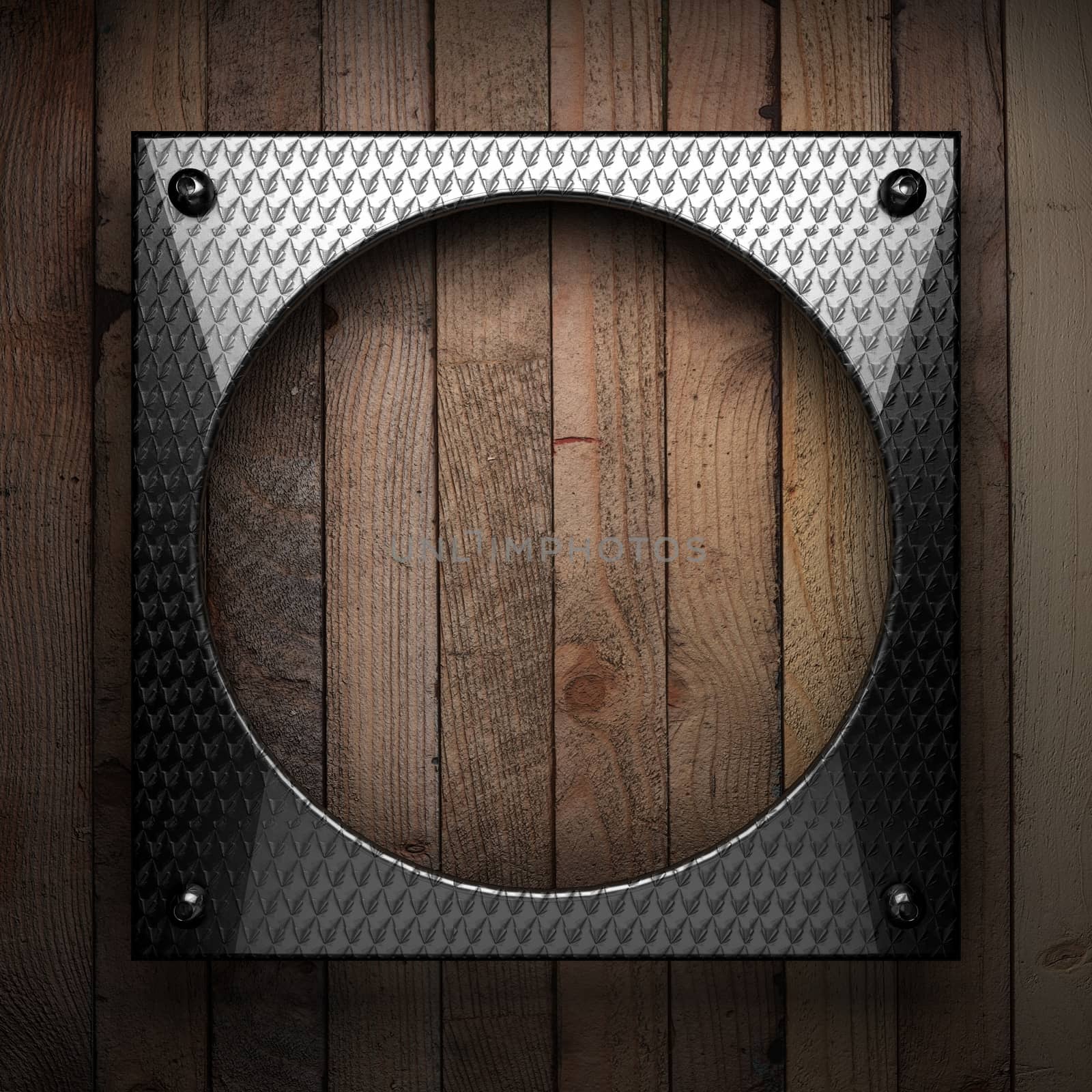 wooden background with metal element