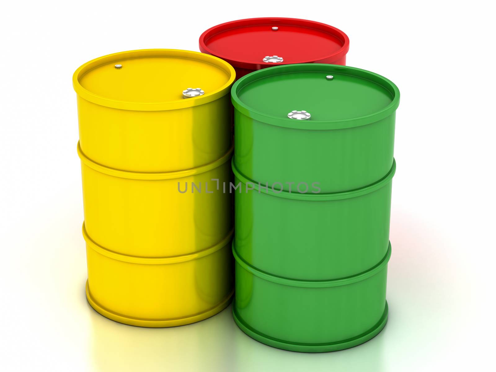 сhemical variegated barrels on a white background