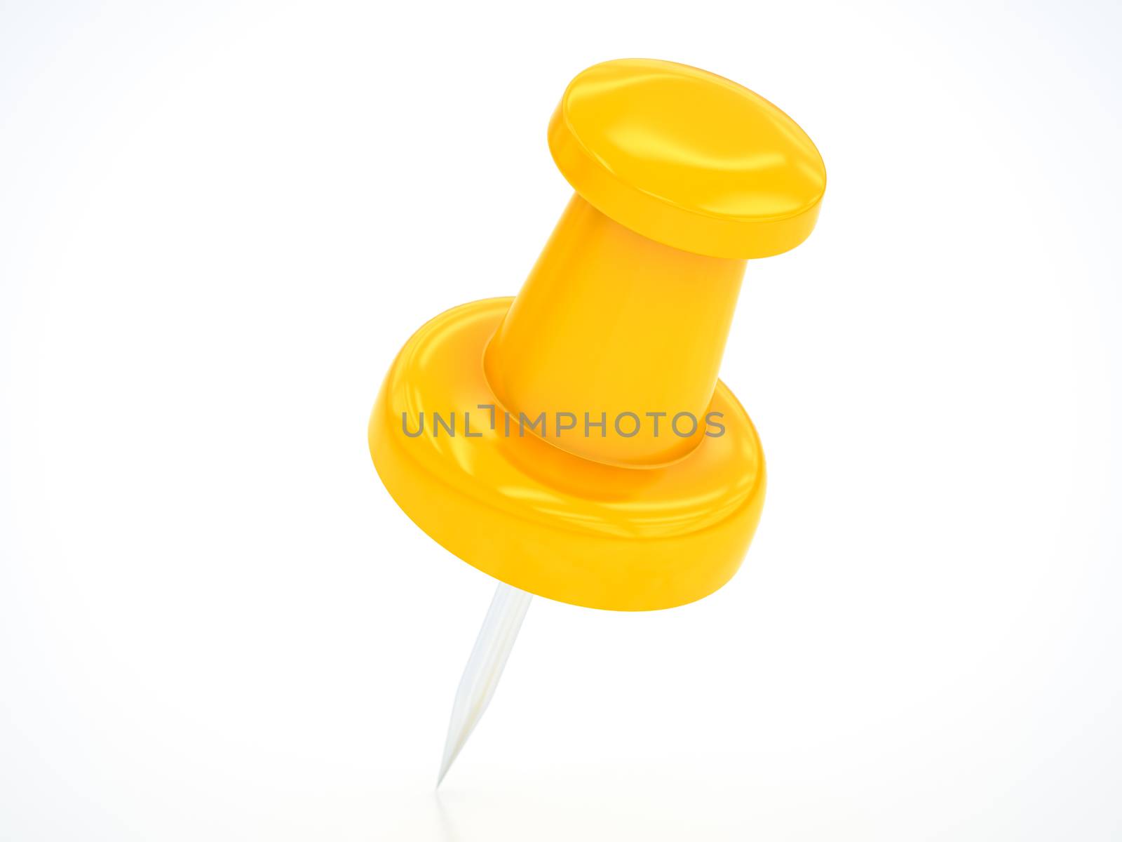 yellow pushpin on a white background