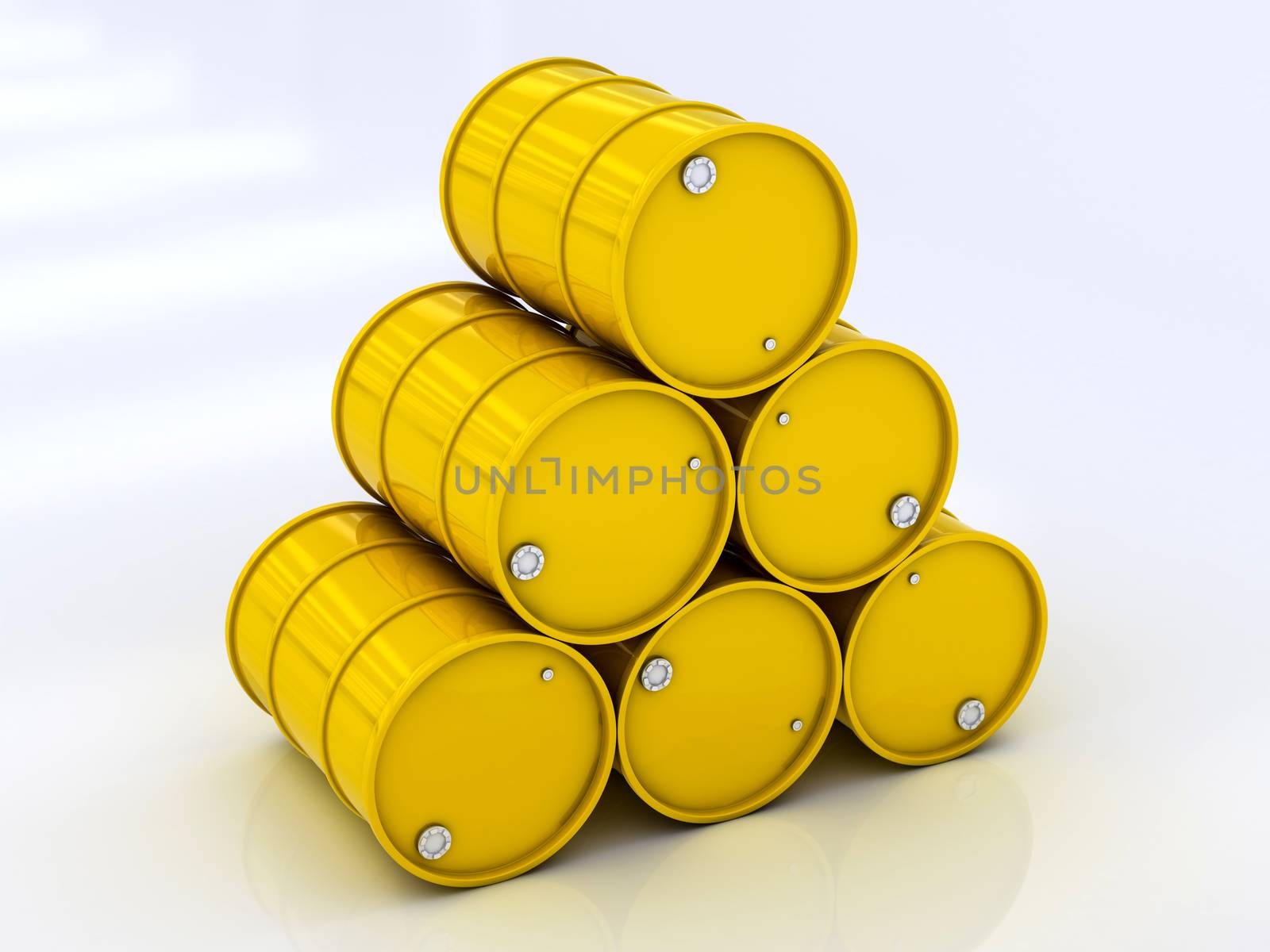 сhemical yellow barrels on a white background