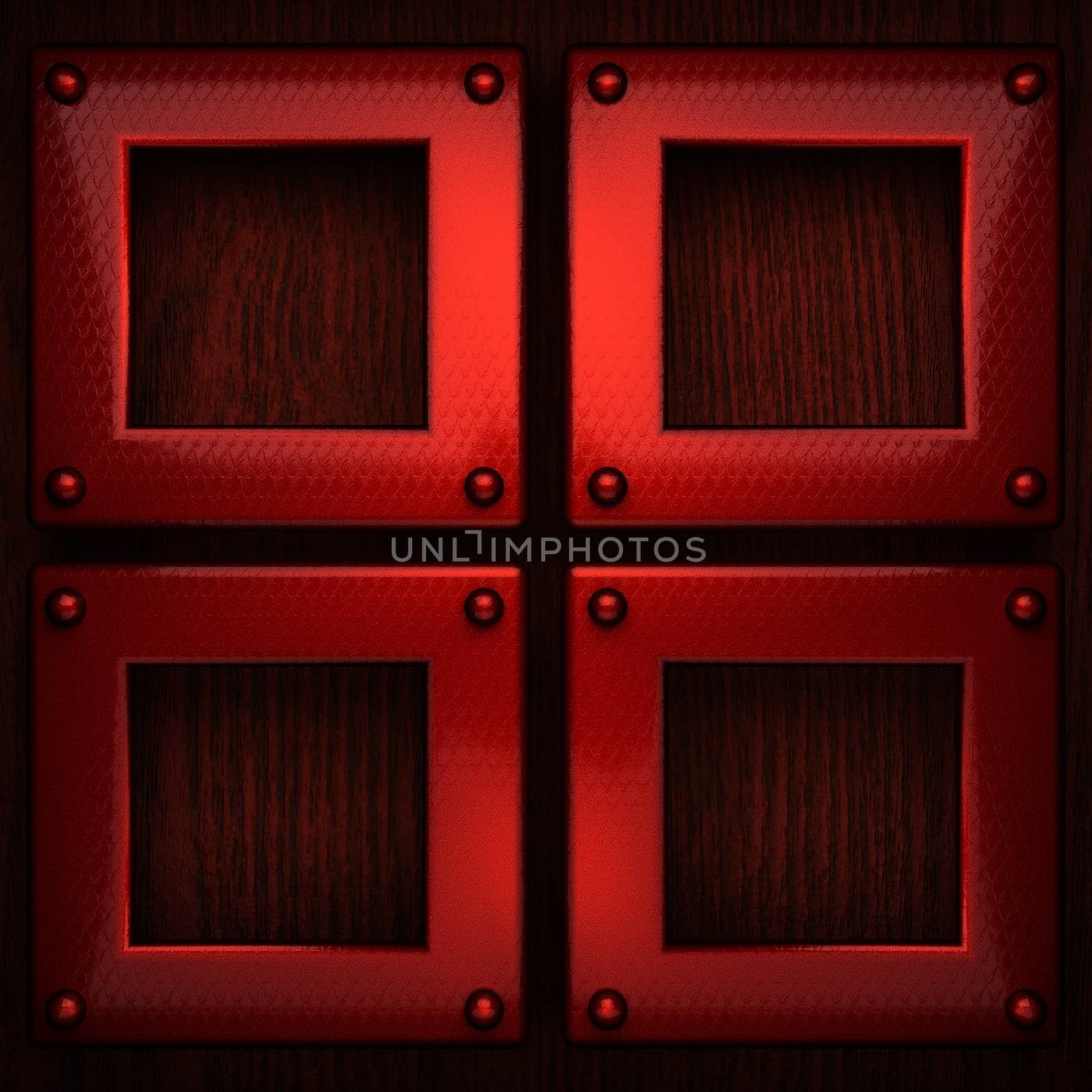 red pollished metal on wooden bachkround
